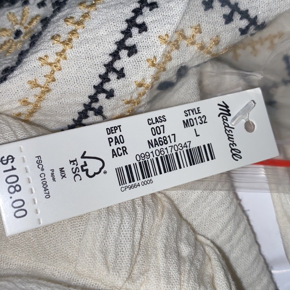 NWT Madewell Embroidered Peasant Top - Picture 8 of 8